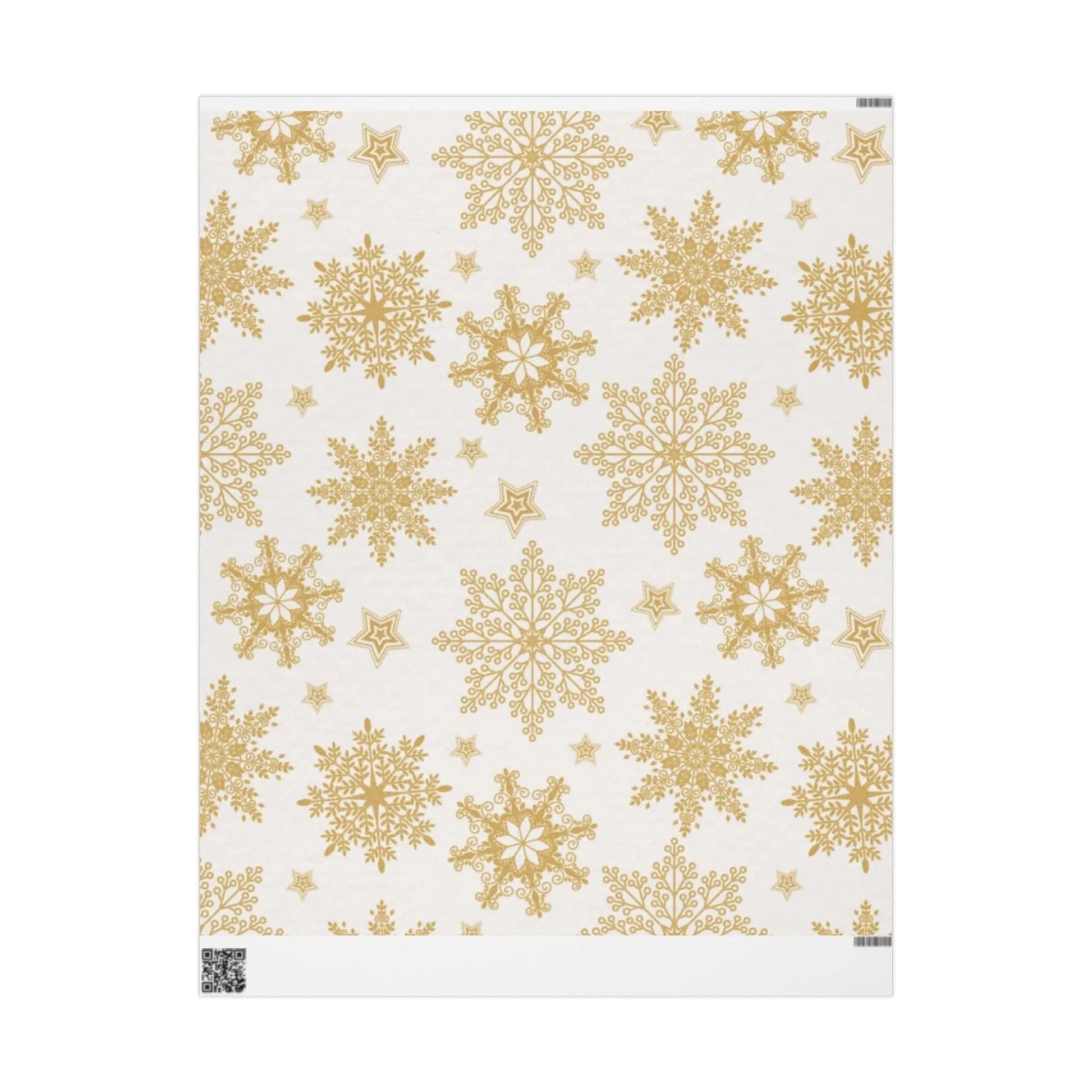 Gold Snowflake Wrapping Paper Roll — Elegant Holiday Gift Wrap Printify