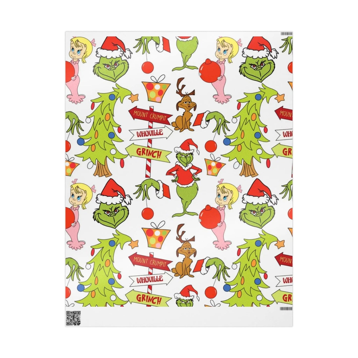 Grinch Pattern Holiday Wrapping Paper — Whoville Characters Gift Wrap Printify