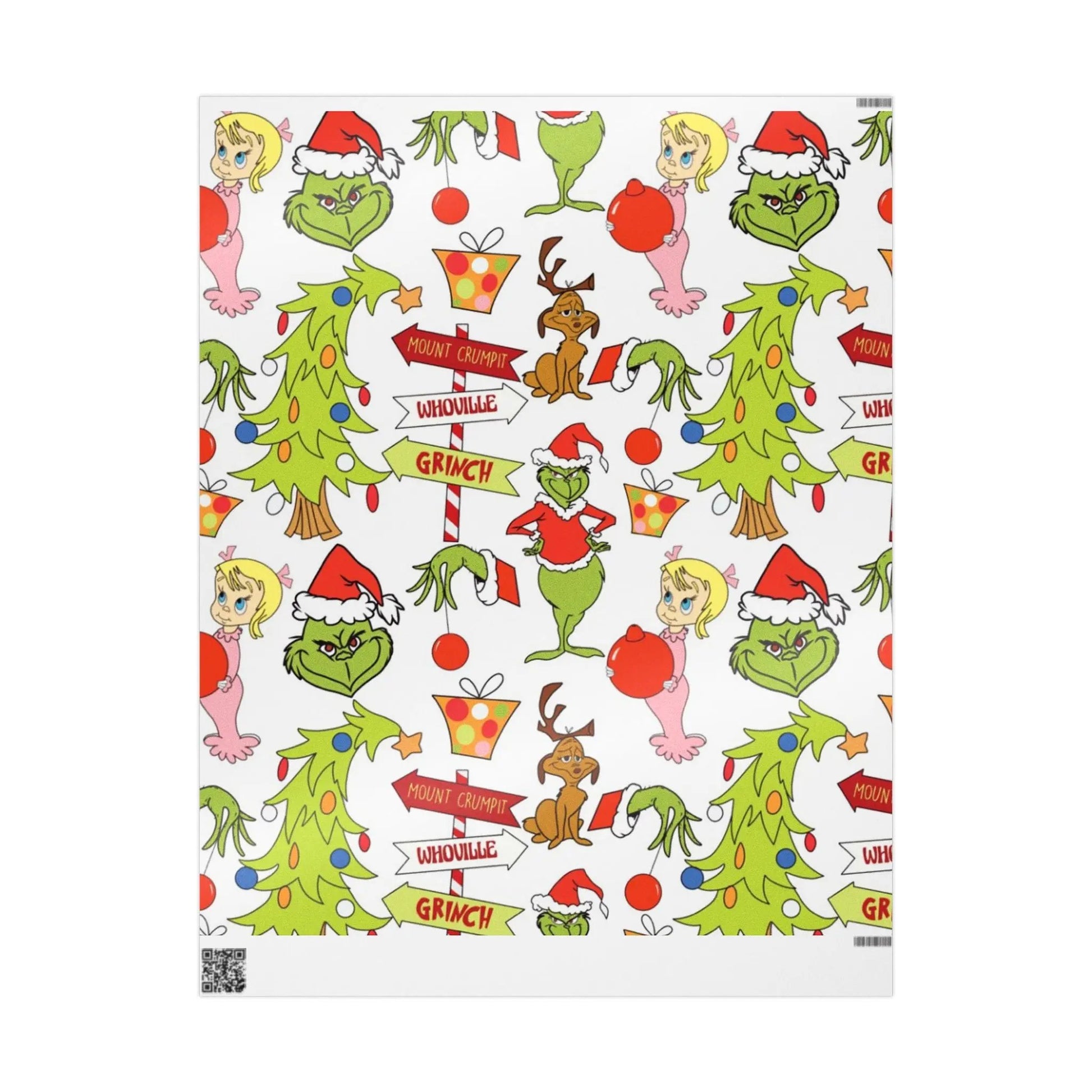 Grinch Pattern Holiday Wrapping Paper — Whoville Characters Gift Wrap Printify