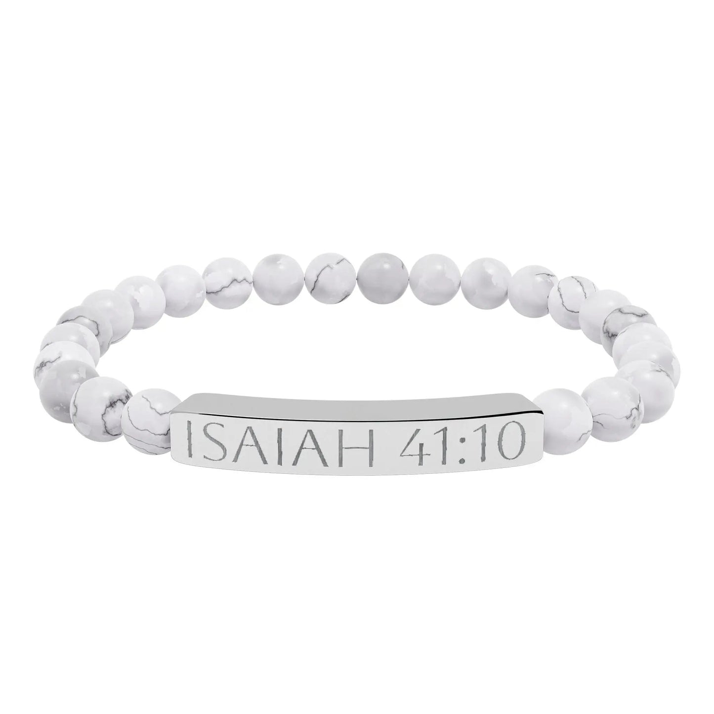 Engraved Isaiah 41:10 Natural Stone Stretch Bracelet Printify