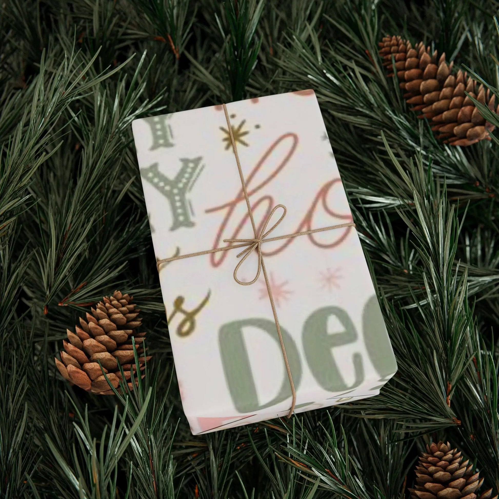 Christmas Word Art Wrapping Paper — Pastel Deck the Halls Gift Wrap Printify