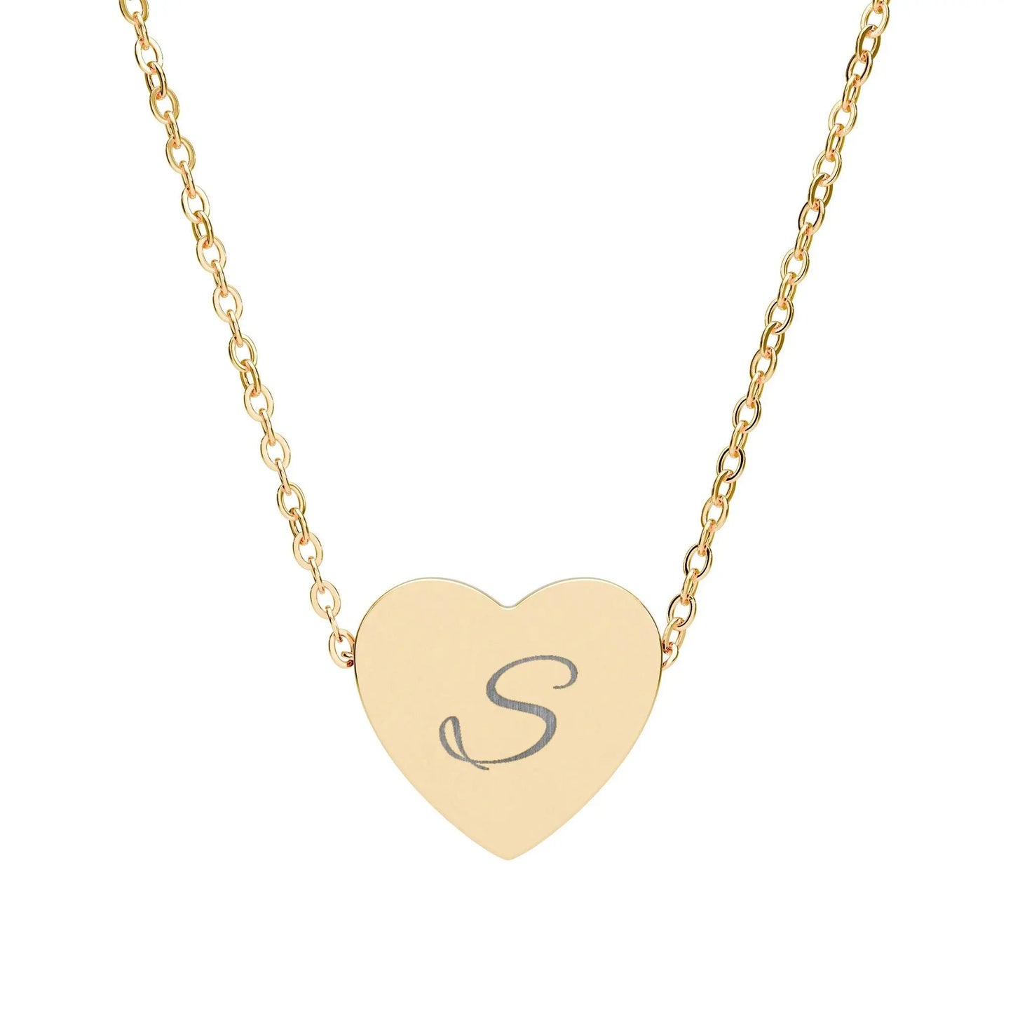 “S” Initial Heart Necklace — Personalized Initial Pendant Printify