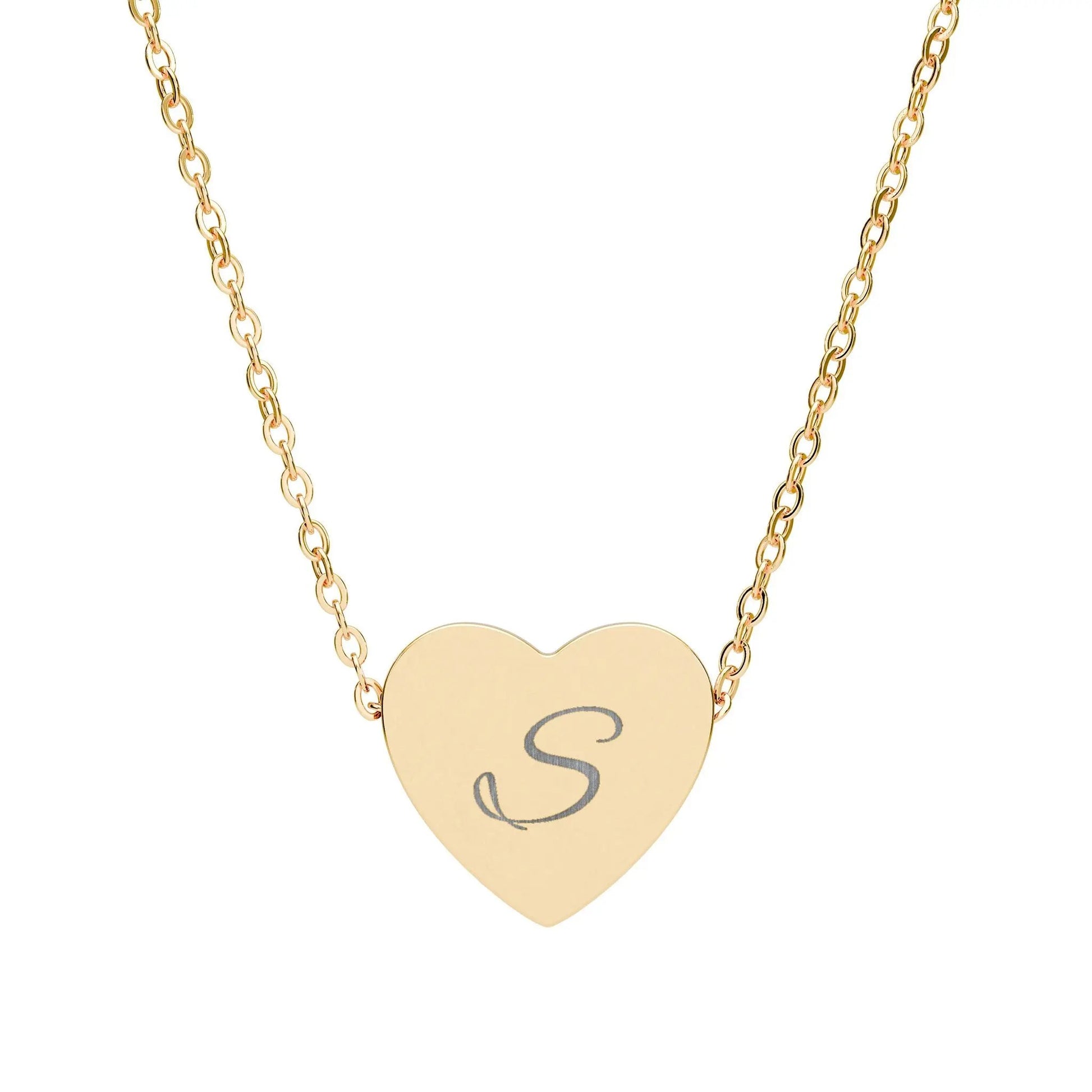 “S” Initial Heart Necklace — Personalized Initial Pendant Printify