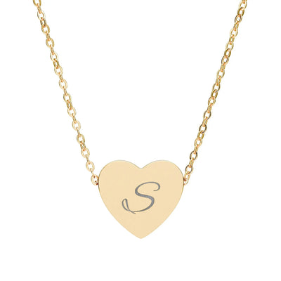 “S” Initial Heart Necklace — Personalized Initial Pendant Printify