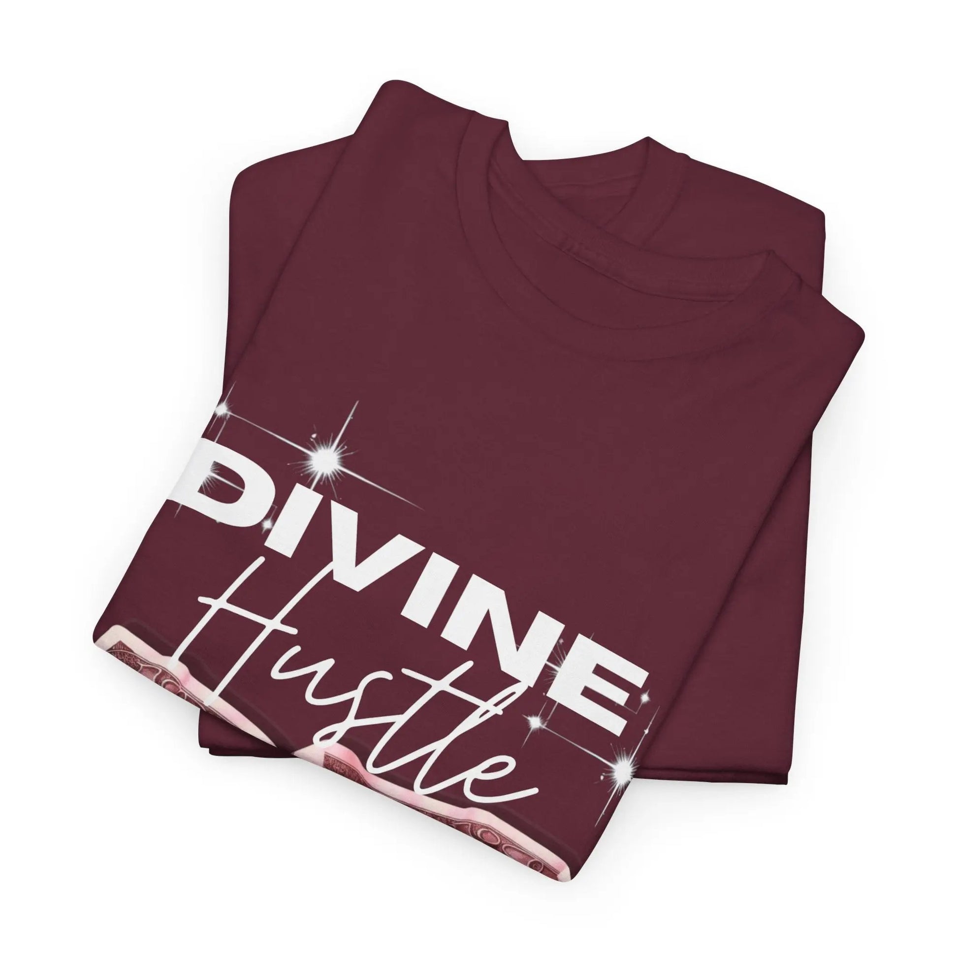 "Divine Hustle" T-Shirt — Graphic Money & Script Logo Tee Printify