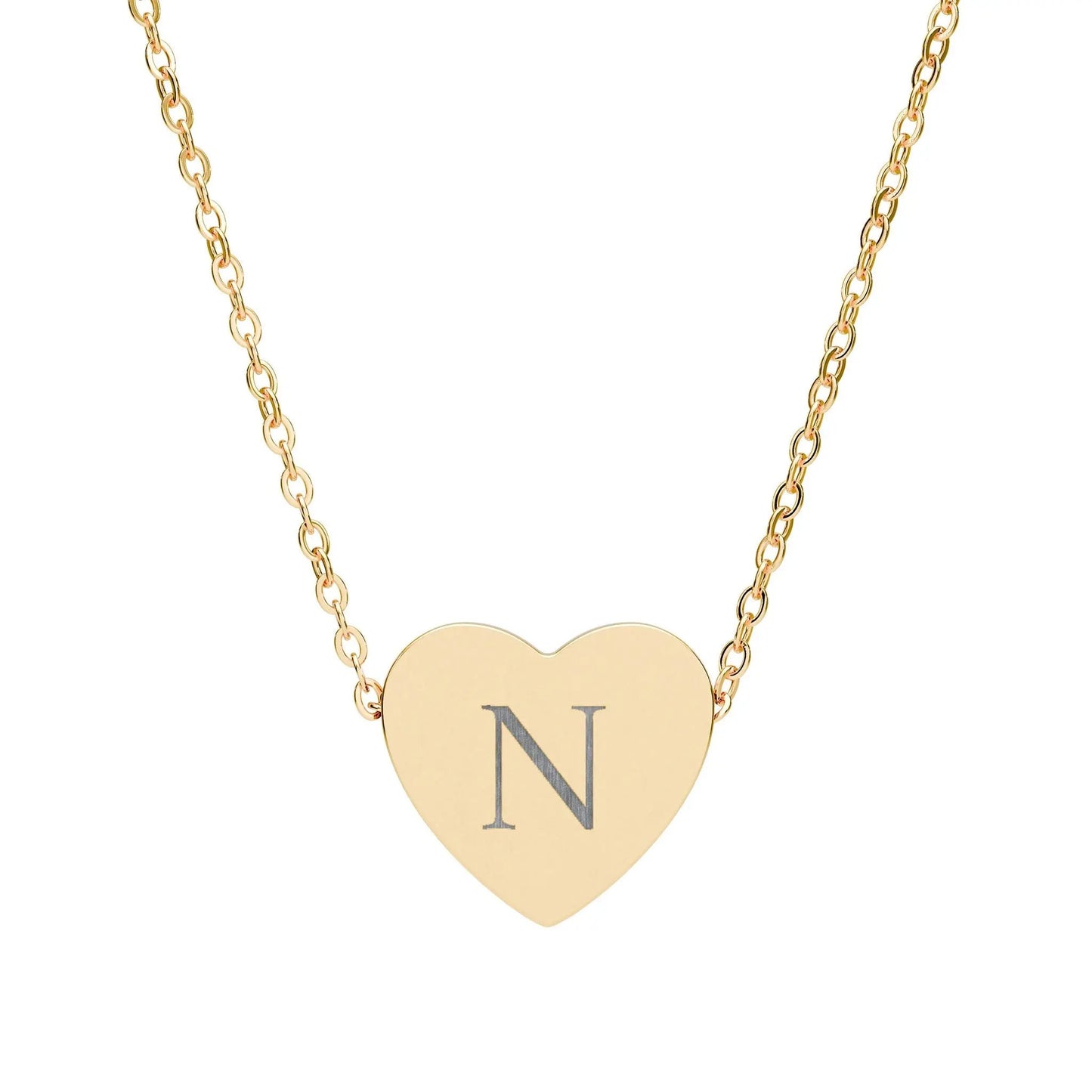 “N” initial Heart Necklace — Personalized Initial Pendant Printify