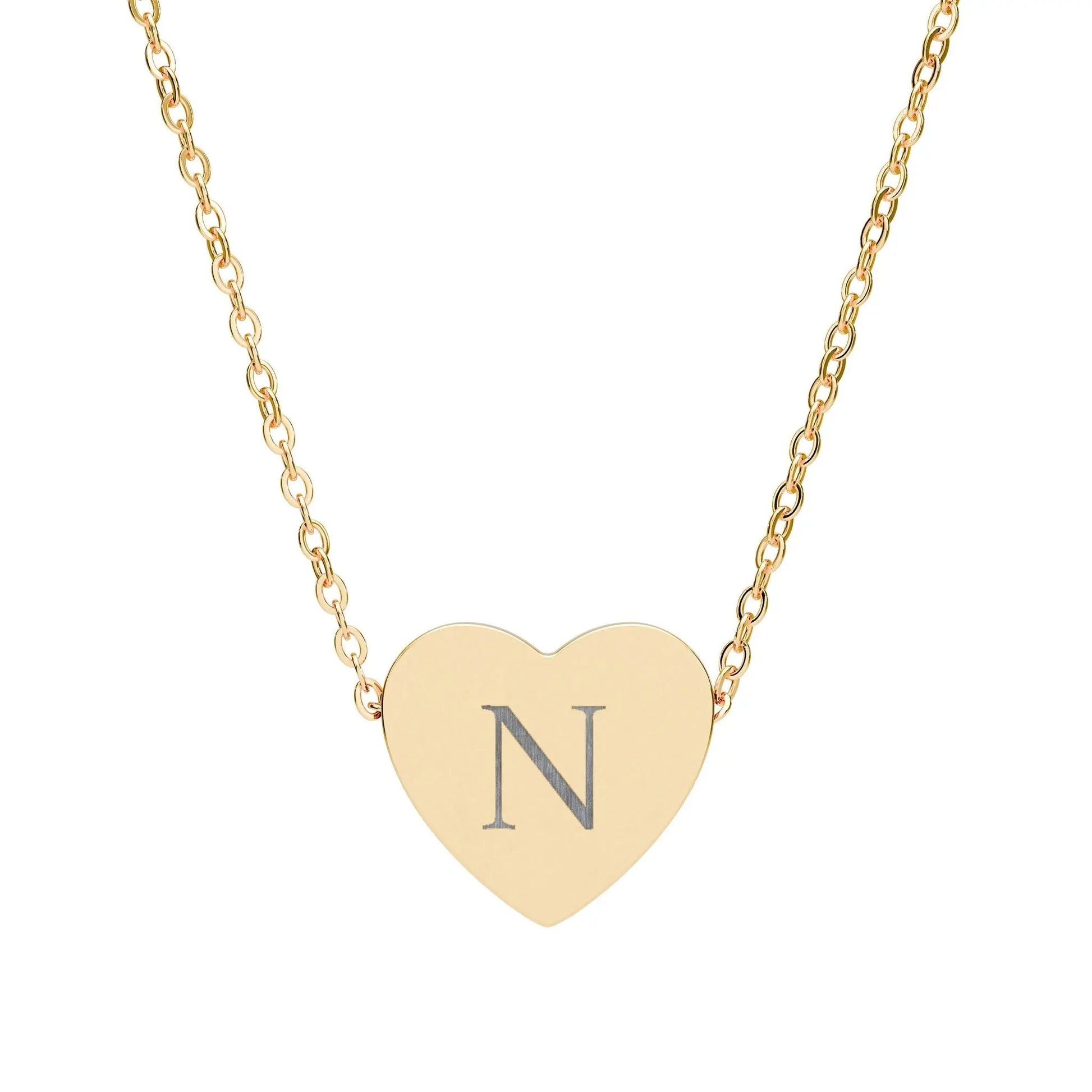 “N” initial Heart Necklace — Personalized Initial Pendant Printify