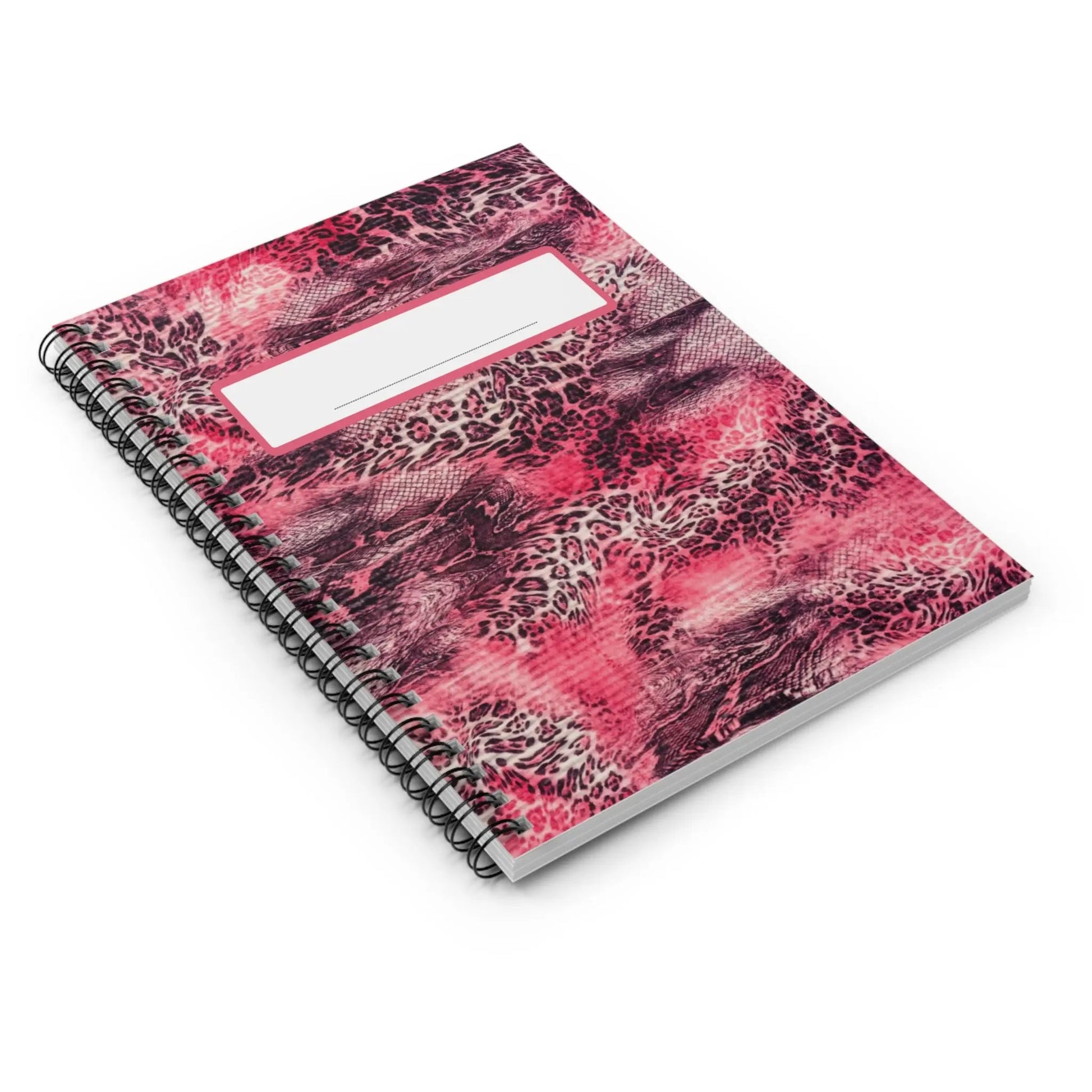 Pink Leopard Spiral Notebook — Ruled Journal with Label Printify