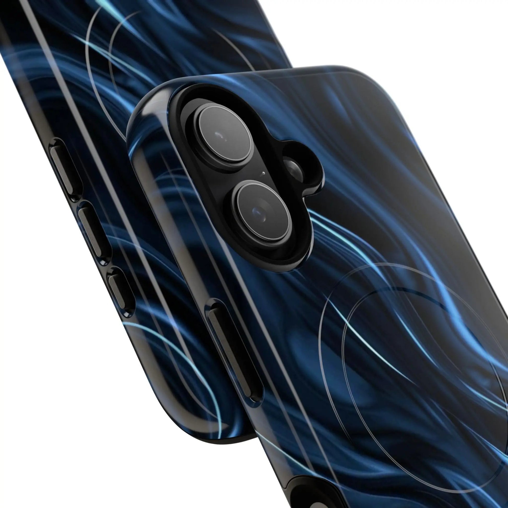 Navy Blue Magnetic Tough iPhone17 Case — Blue Swirl Shockproof Design Printify