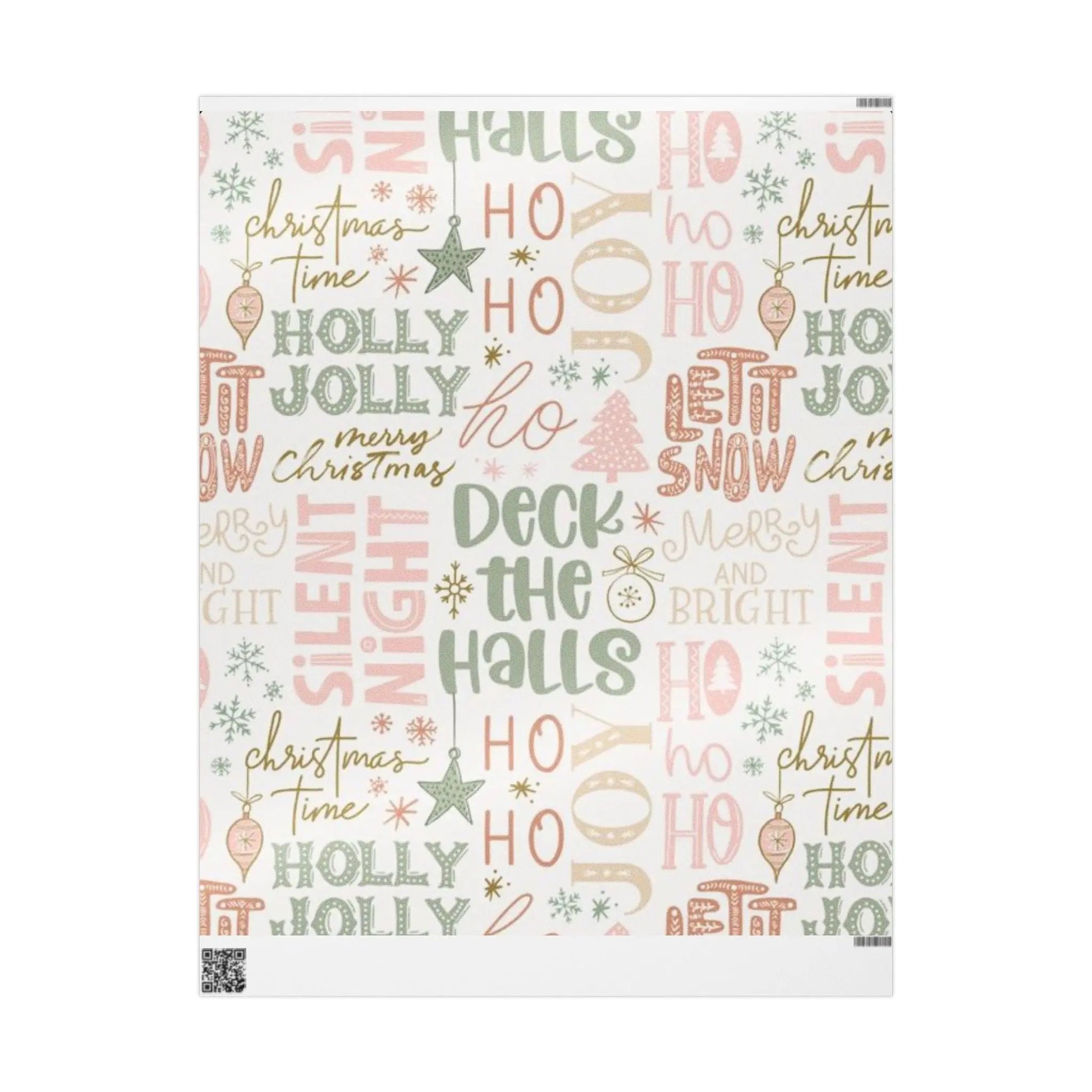 Christmas Word Art Wrapping Paper — Pastel Deck the Halls Gift Wrap Printify