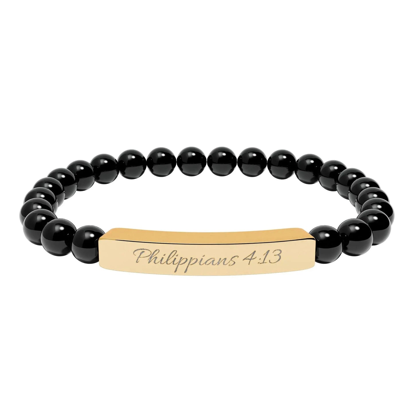 Engravable Natural Stone Bead Bracelet — Personalized Stretch Bar Bracelet Printify