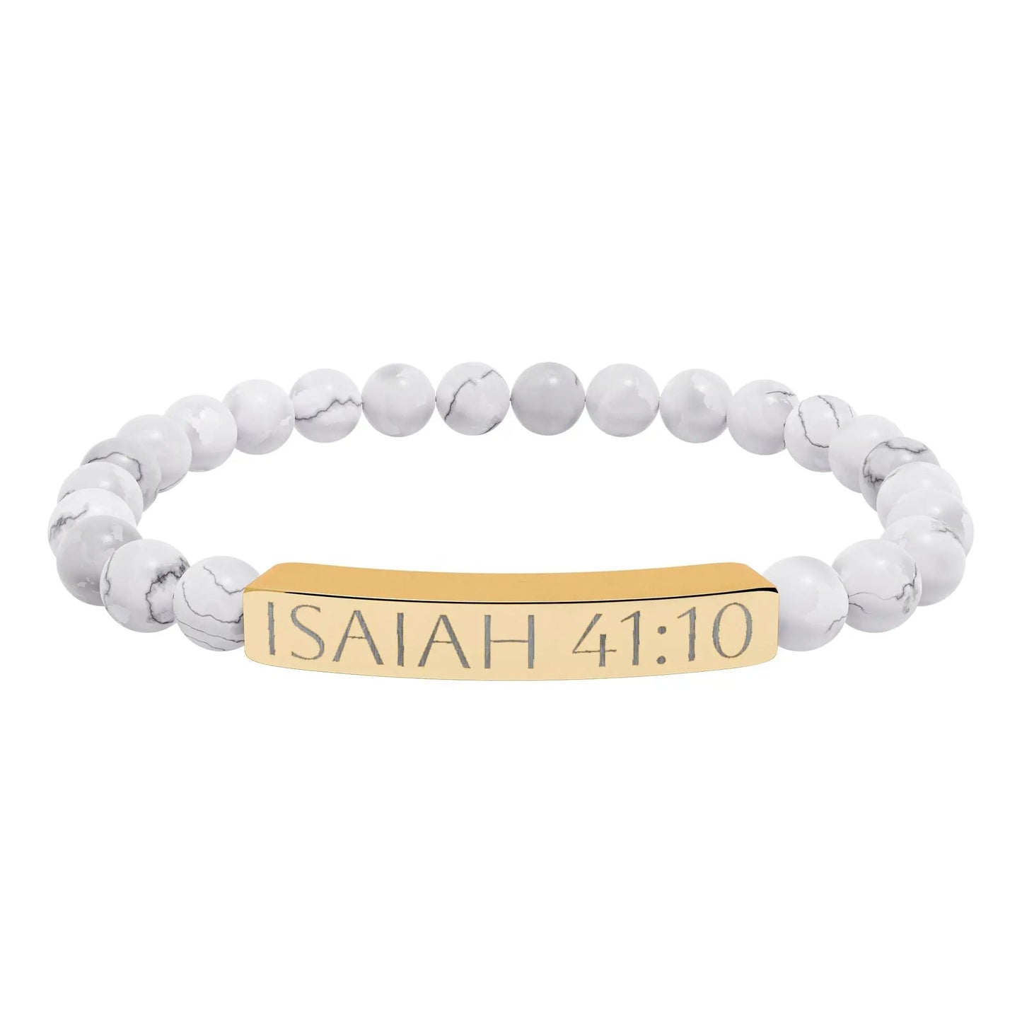 Engraved Isaiah 41:10 Natural Stone Stretch Bracelet Printify