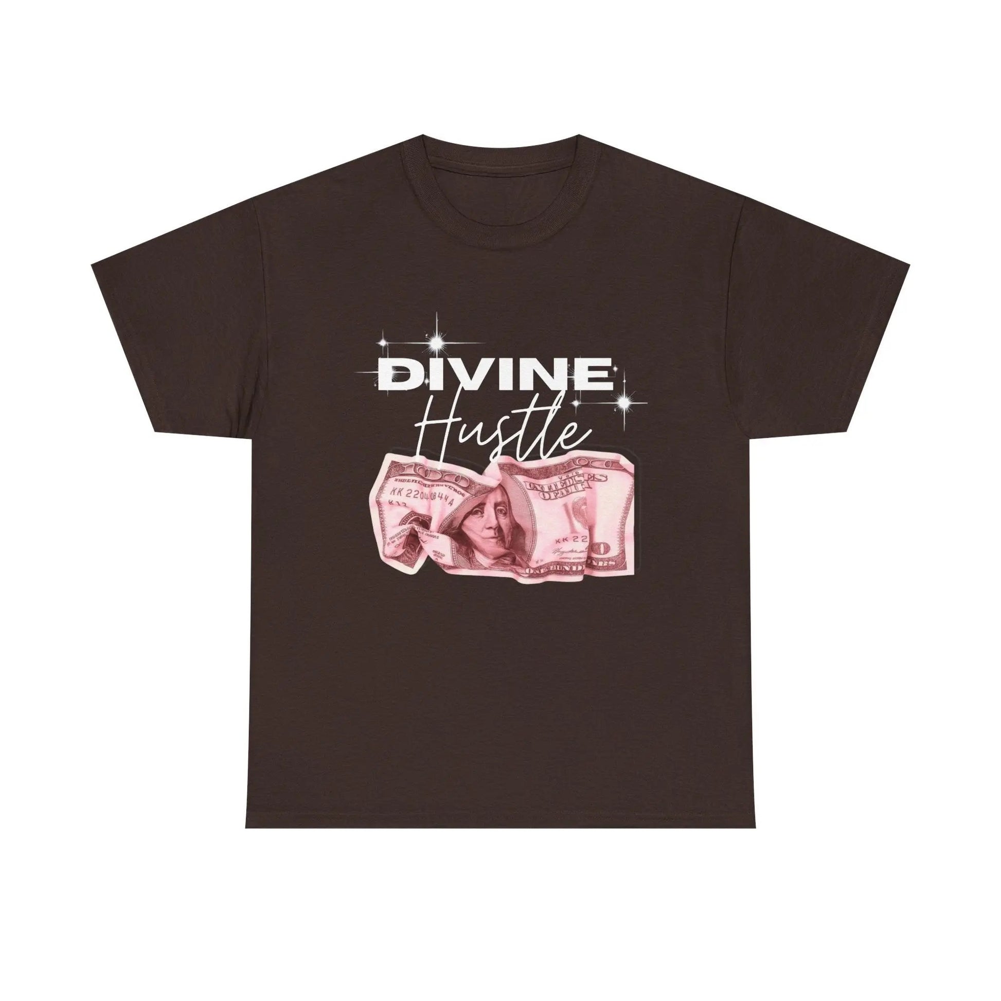 "Divine Hustle" T-Shirt — Graphic Money & Script Logo Tee Printify