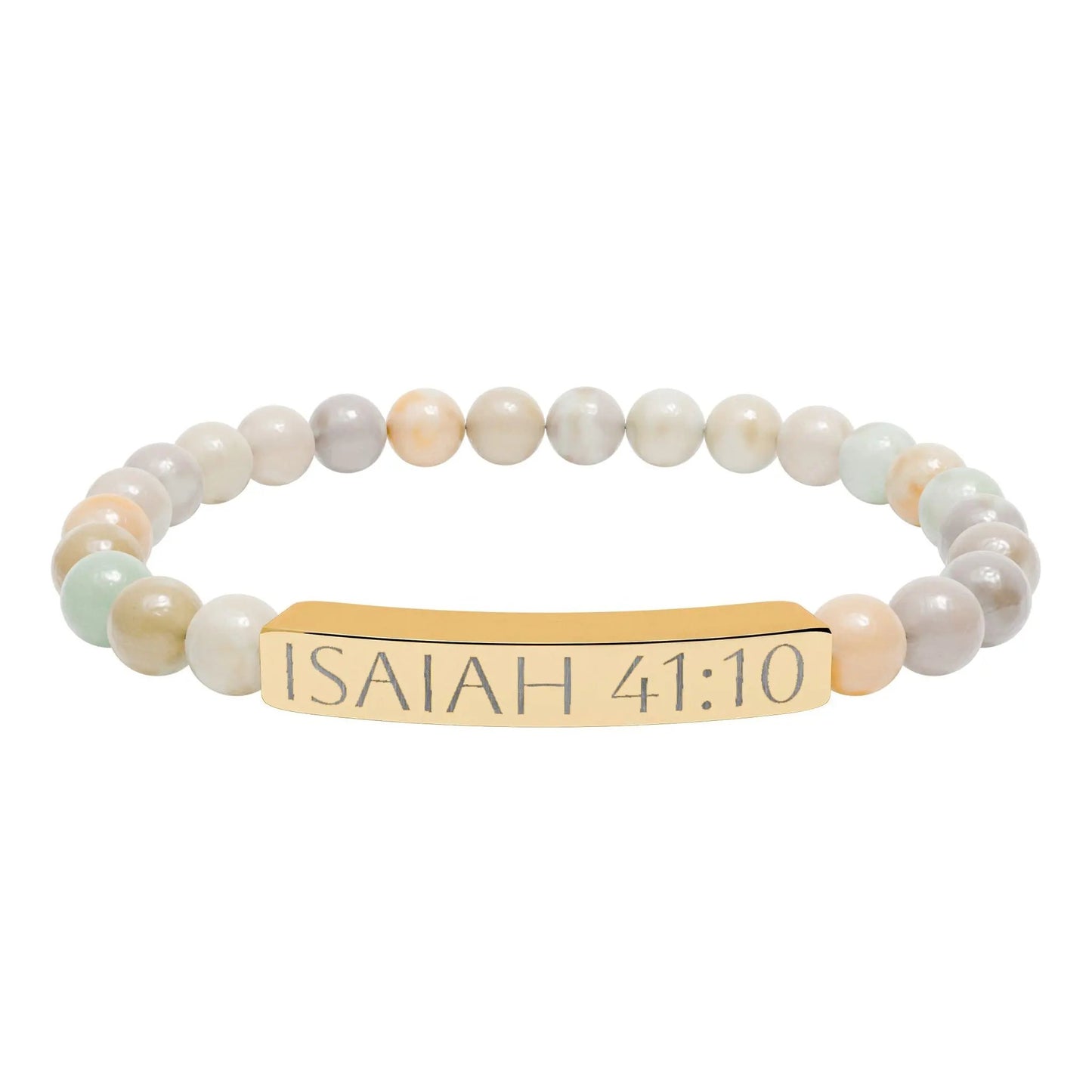 Engraved Isaiah 41:10 Natural Stone Stretch Bracelet Printify
