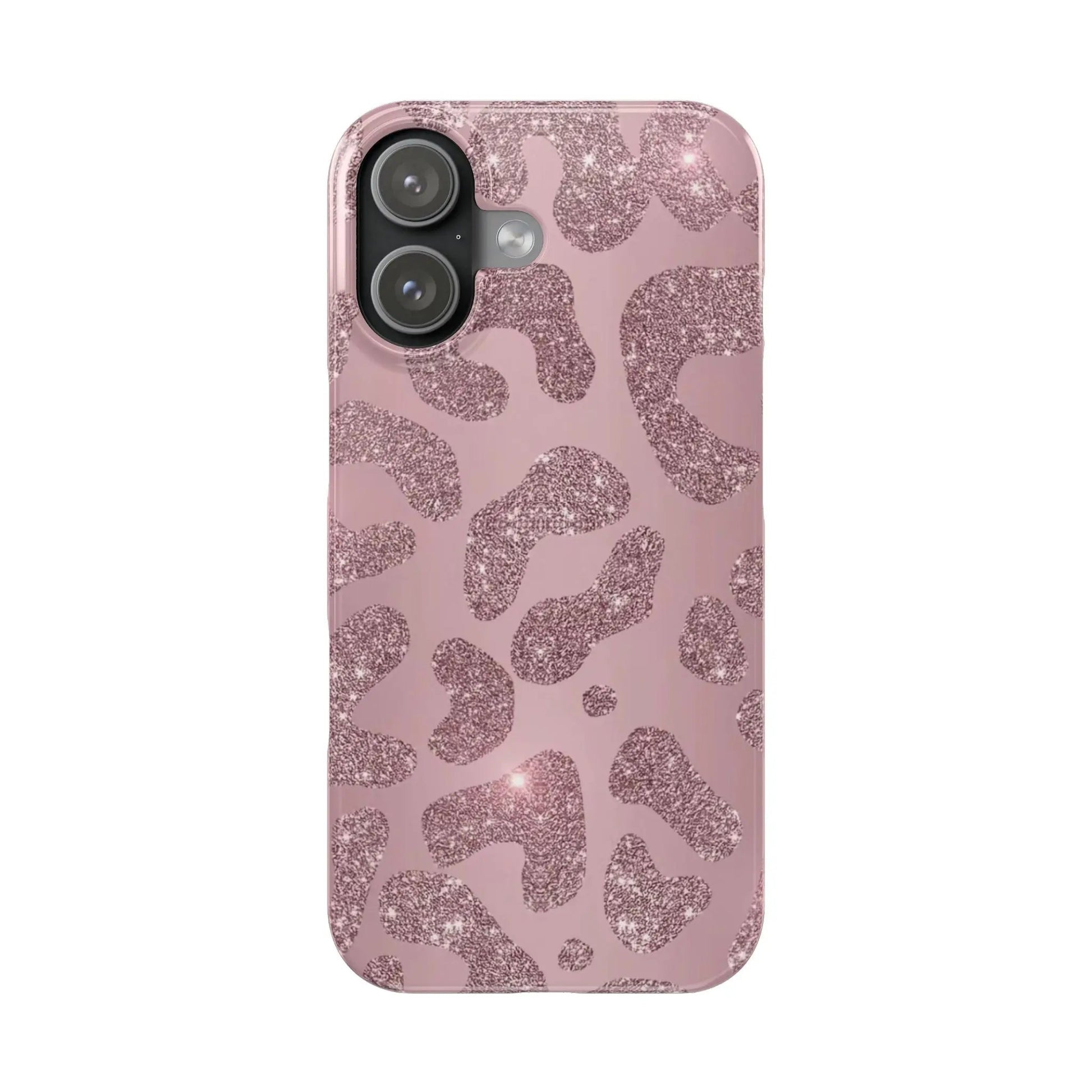 Pink Glitter Leopard Slim iPhone17 Case — Sparkly Animal Print Protective Cover Printify