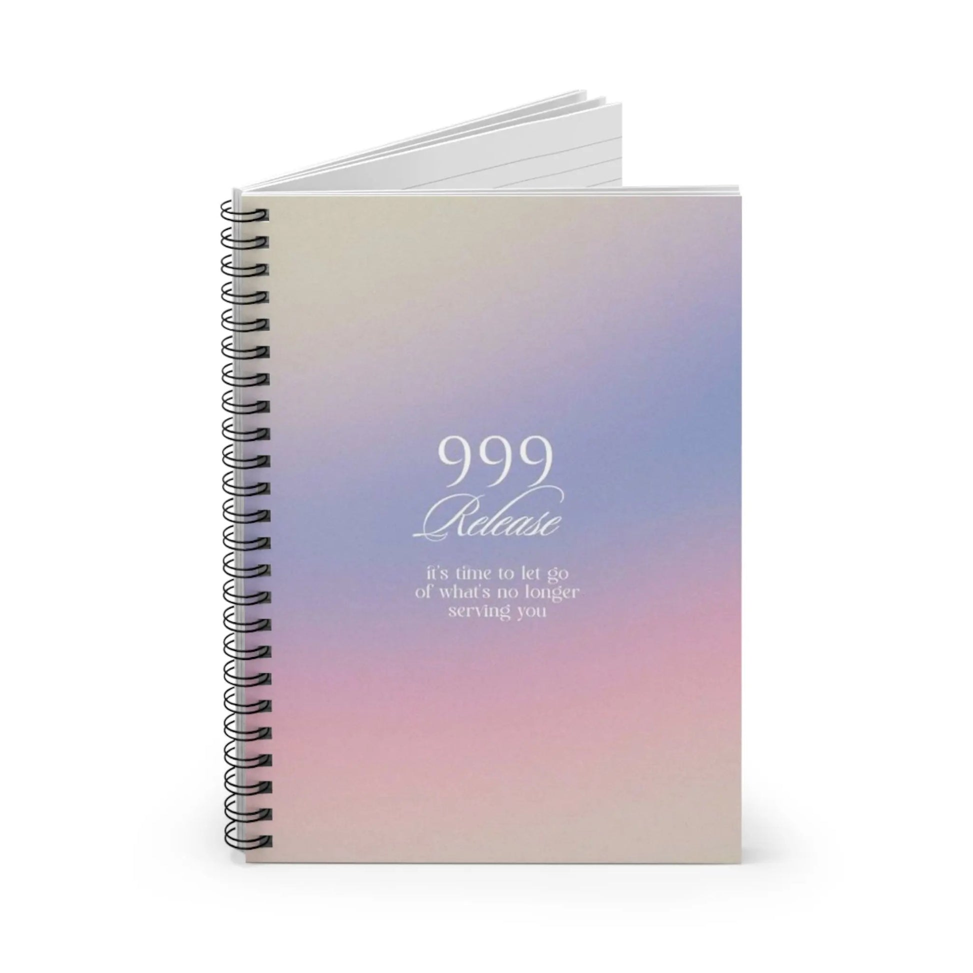 Release 999 Spiral Notebook — Pastel Gradient Ruled Journal with Inspirational Quote Printify