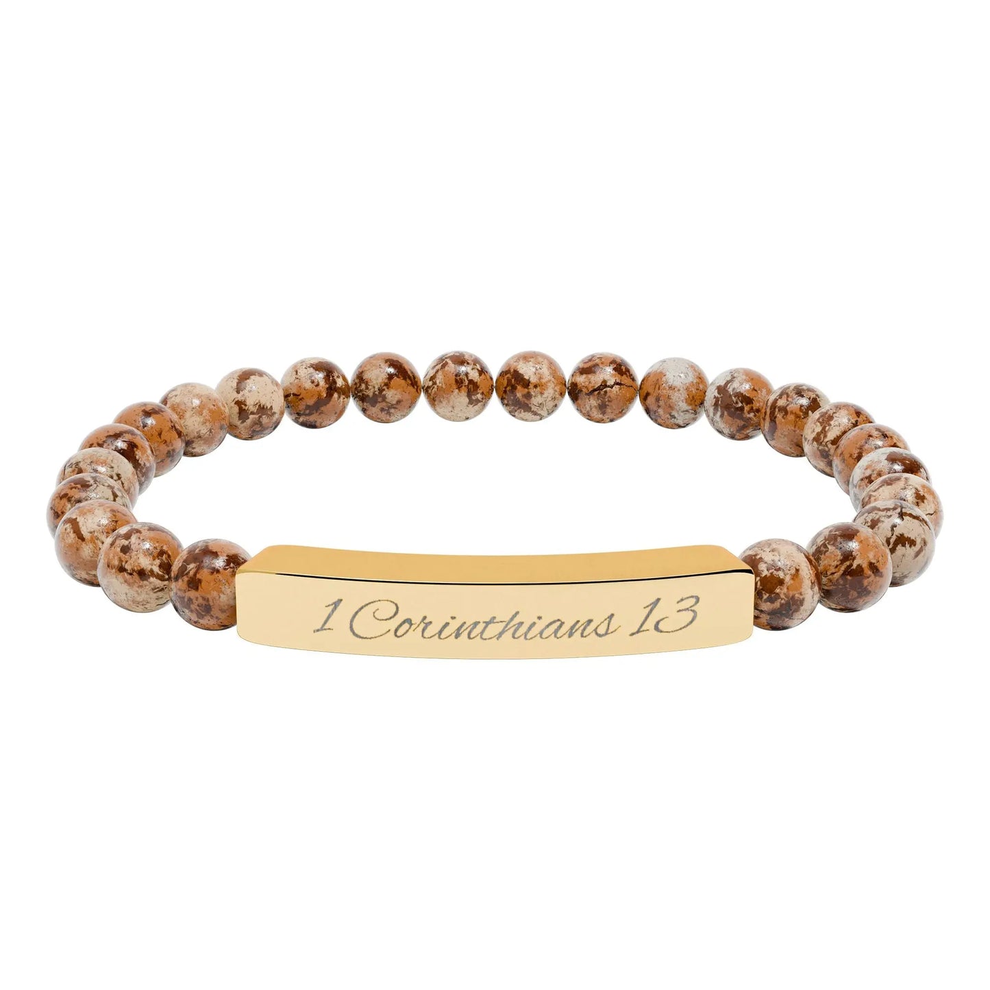 Engraved Natural Stone Stretch Bracelet — Personalized Bar Bead Bracelet Printify