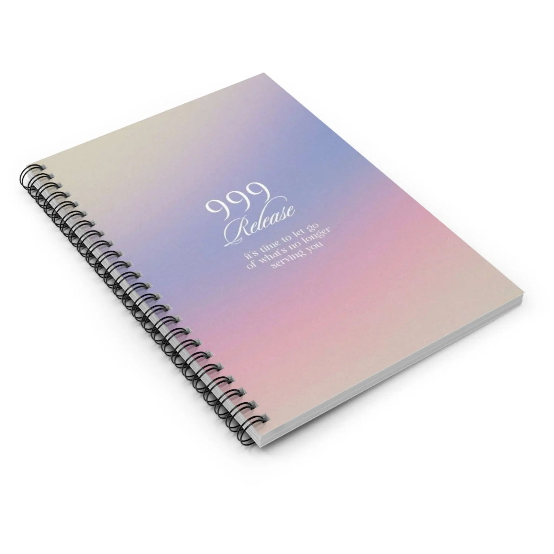 Release 999 Spiral Notebook — Pastel Gradient Ruled Journal with Inspirational Quote Printify