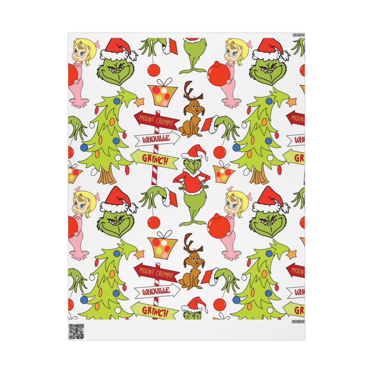 Grinch Pattern Holiday Wrapping Paper — Whoville Characters Gift Wrap Printify