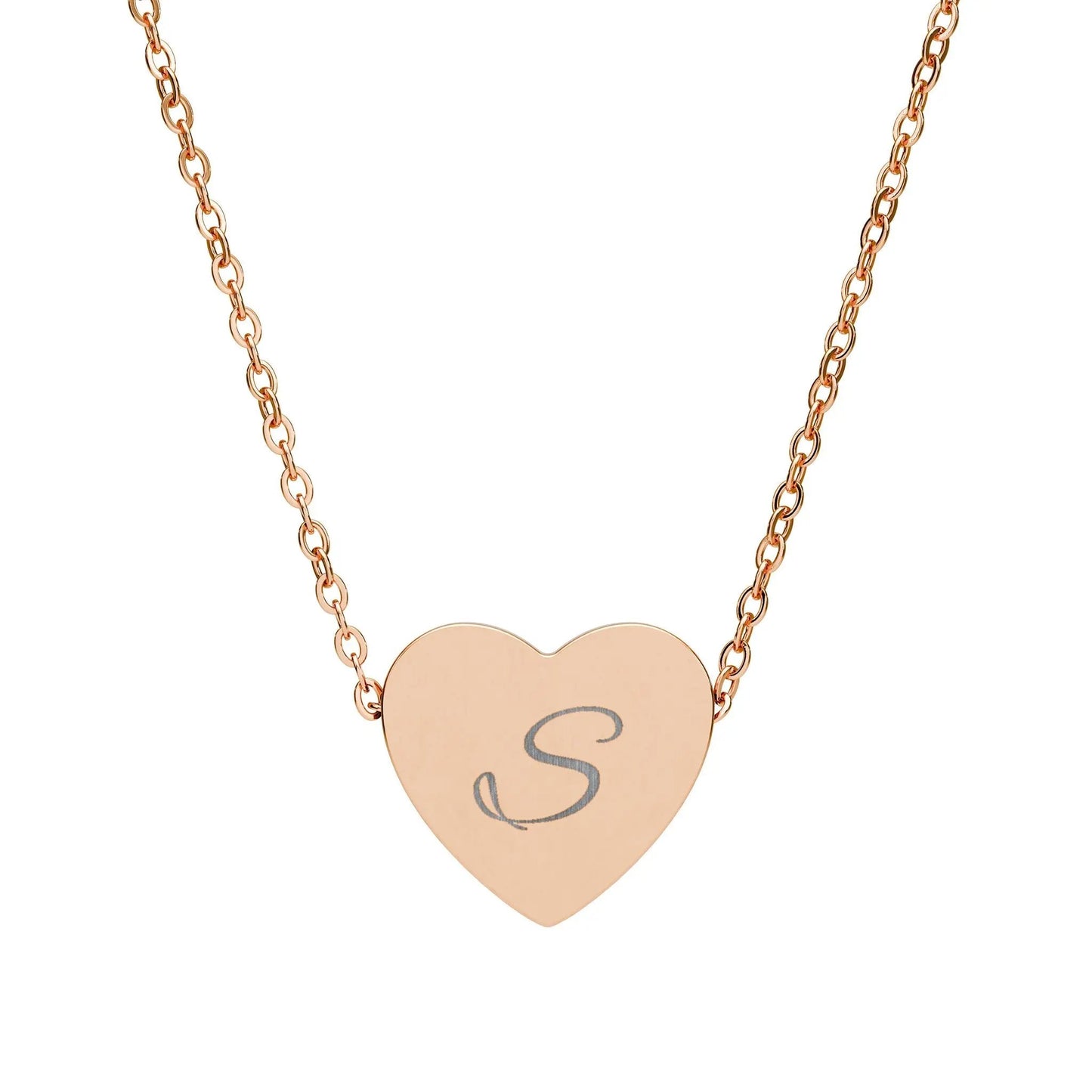 “S” Initial Heart Necklace — Personalized Initial Pendant Printify