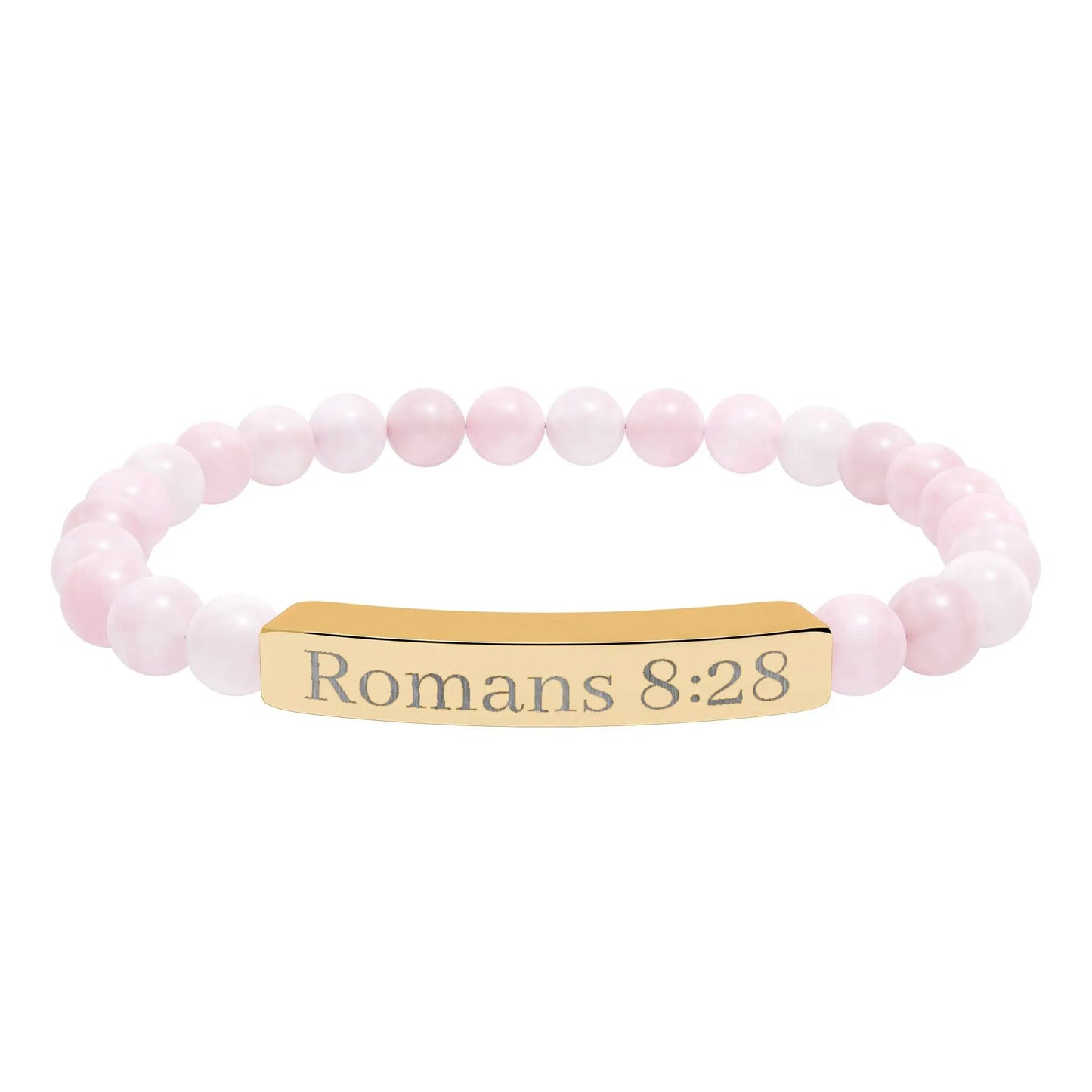 Engraved 'Romans 8:28' Natural Stone Stretch Bracelet Printify