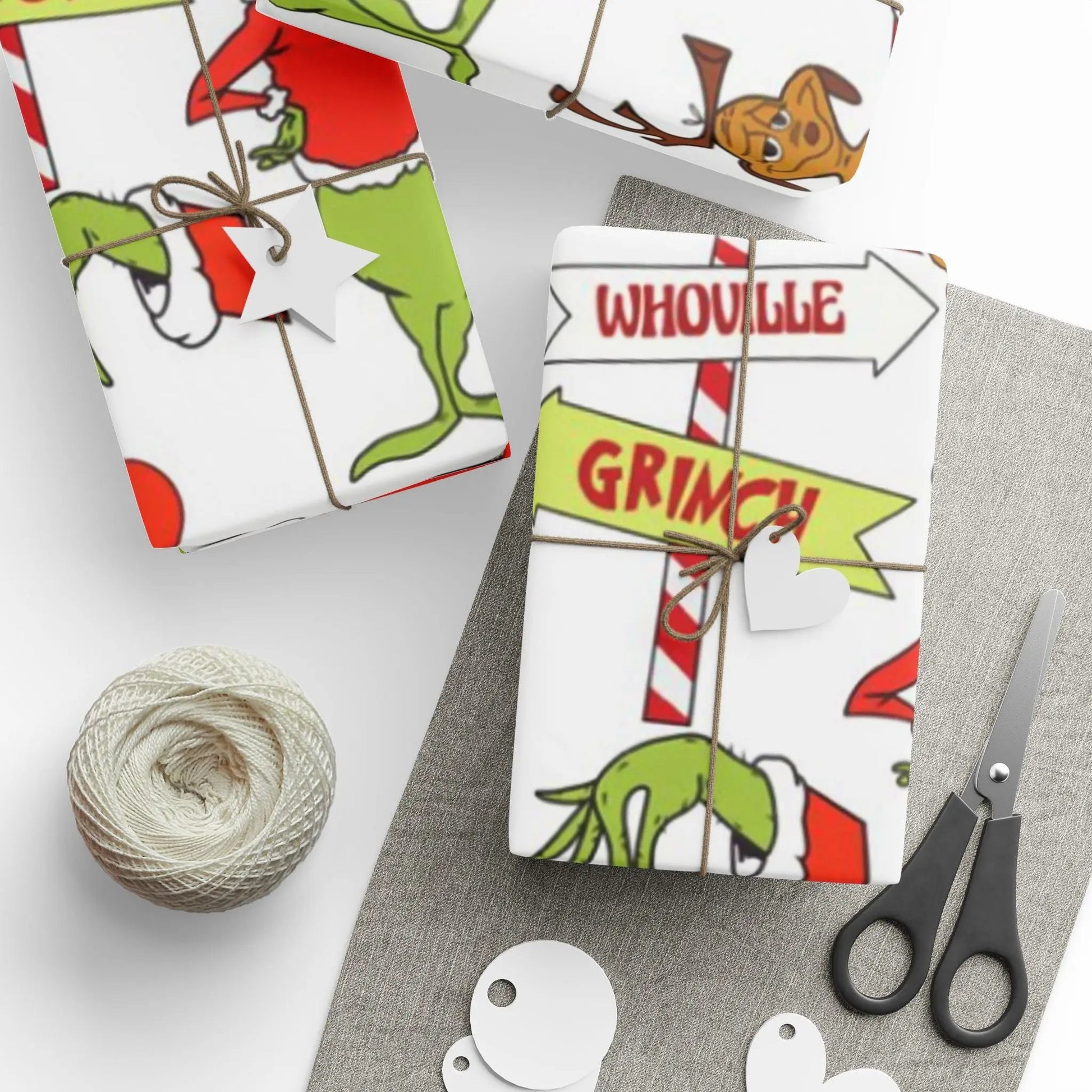 Grinch Pattern Holiday Wrapping Paper — Whoville Characters Gift Wrap Printify