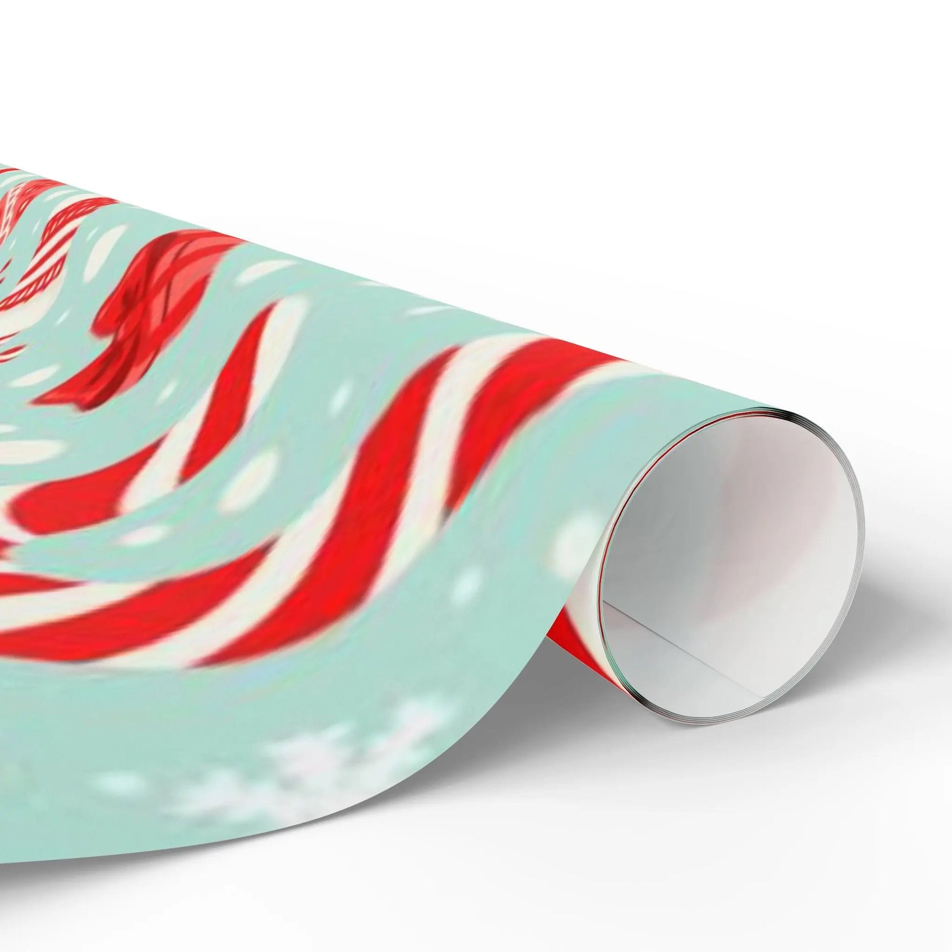 Christmas Candy Cane Wrapping Paper Roll — Retro Mint & Red Holiday Gift Wrap Printify