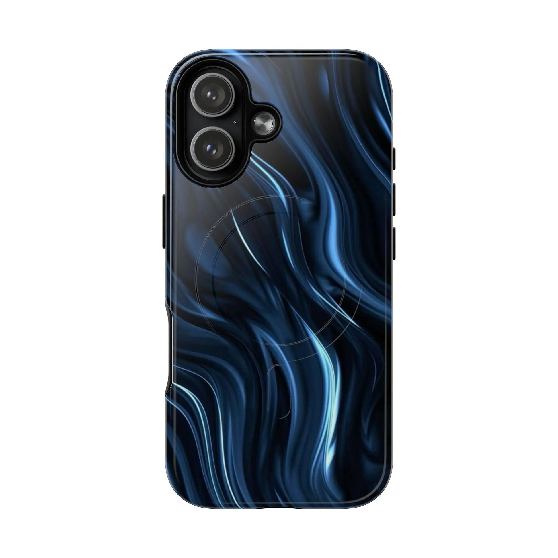 Navy Blue Magnetic Tough iPhone17 Case — Blue Swirl Shockproof Design Printify