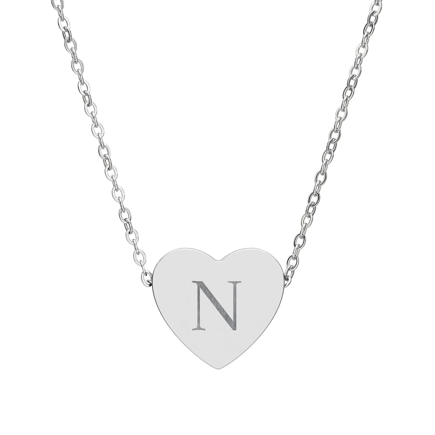 “N” initial Heart Necklace — Personalized Initial Pendant Printify