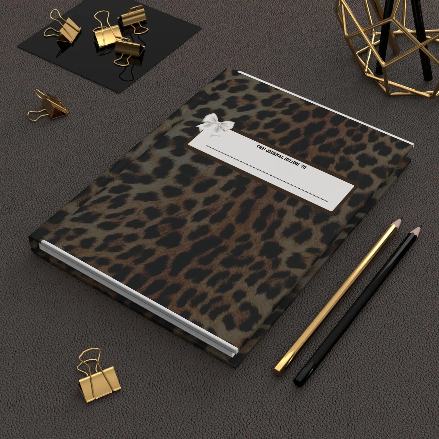Leopard Print Hardcover Journal – “This Journal Belongs To” Personalized Notebook Printify