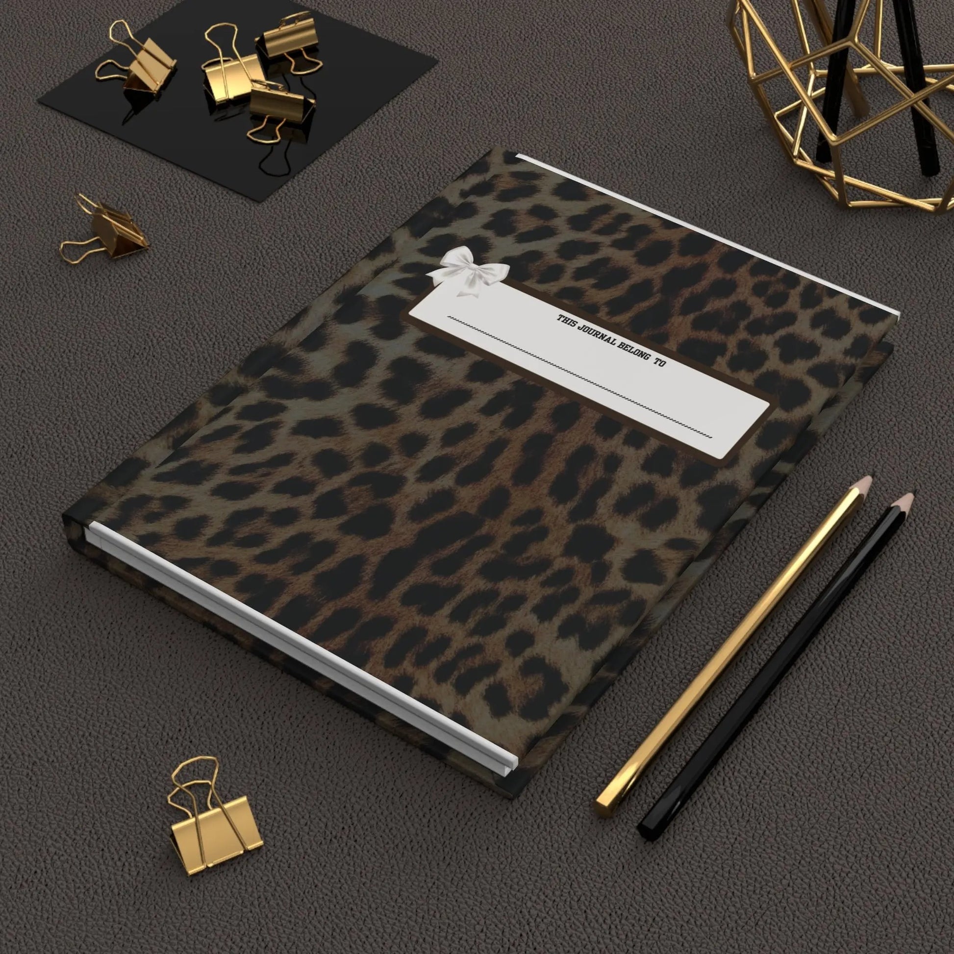 Leopard Print Hardcover Journal – “This Journal Belongs To” Personalized Notebook Printify