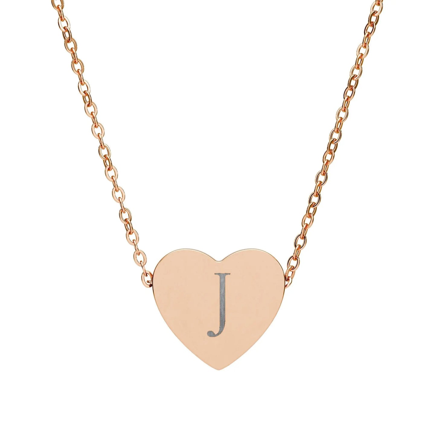 “J” initial Heart Necklace — Personalized Initial Pendant Printify