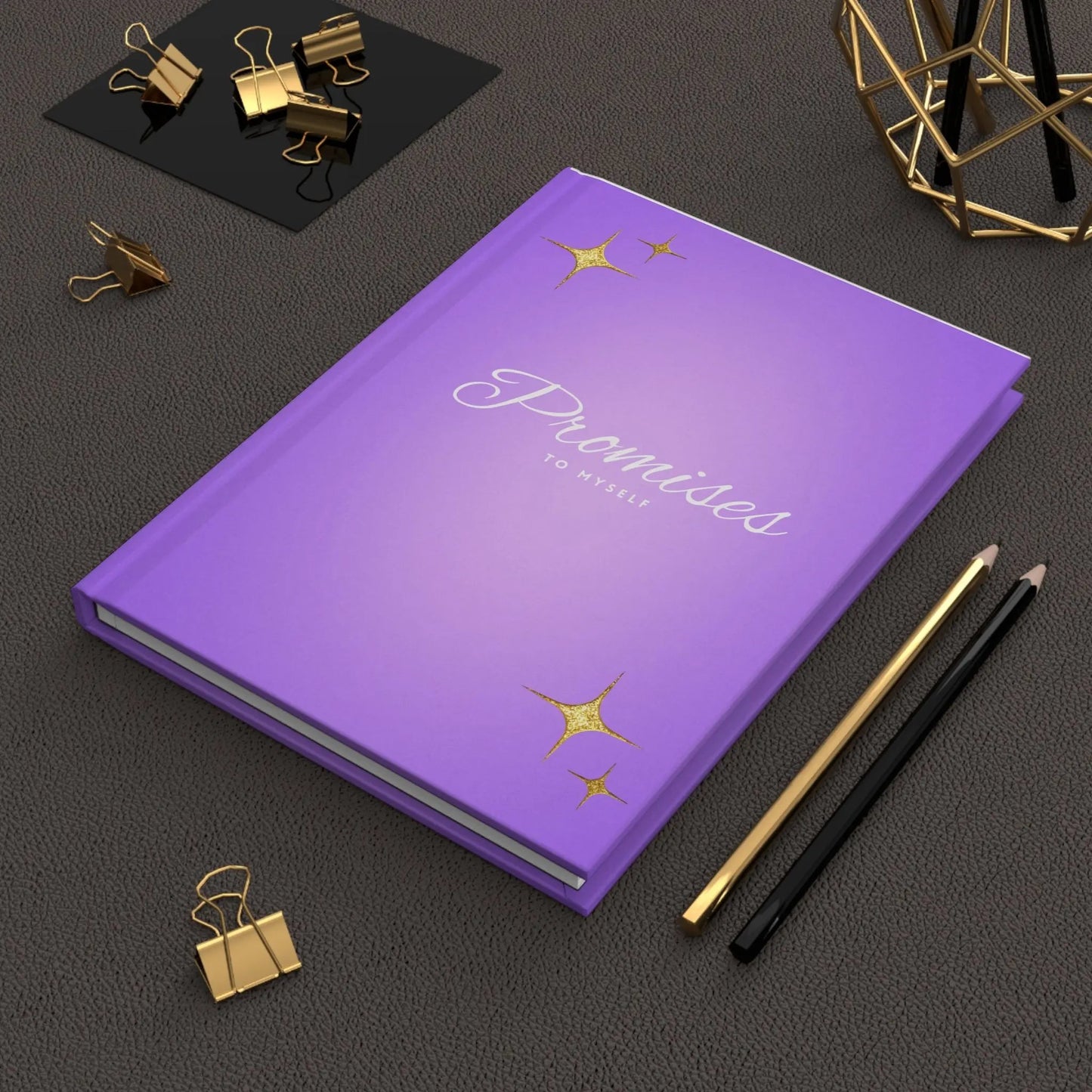 "Promises to Myself" Hardcover Journal — Purple Self-Care Gratitude Notebook Printify