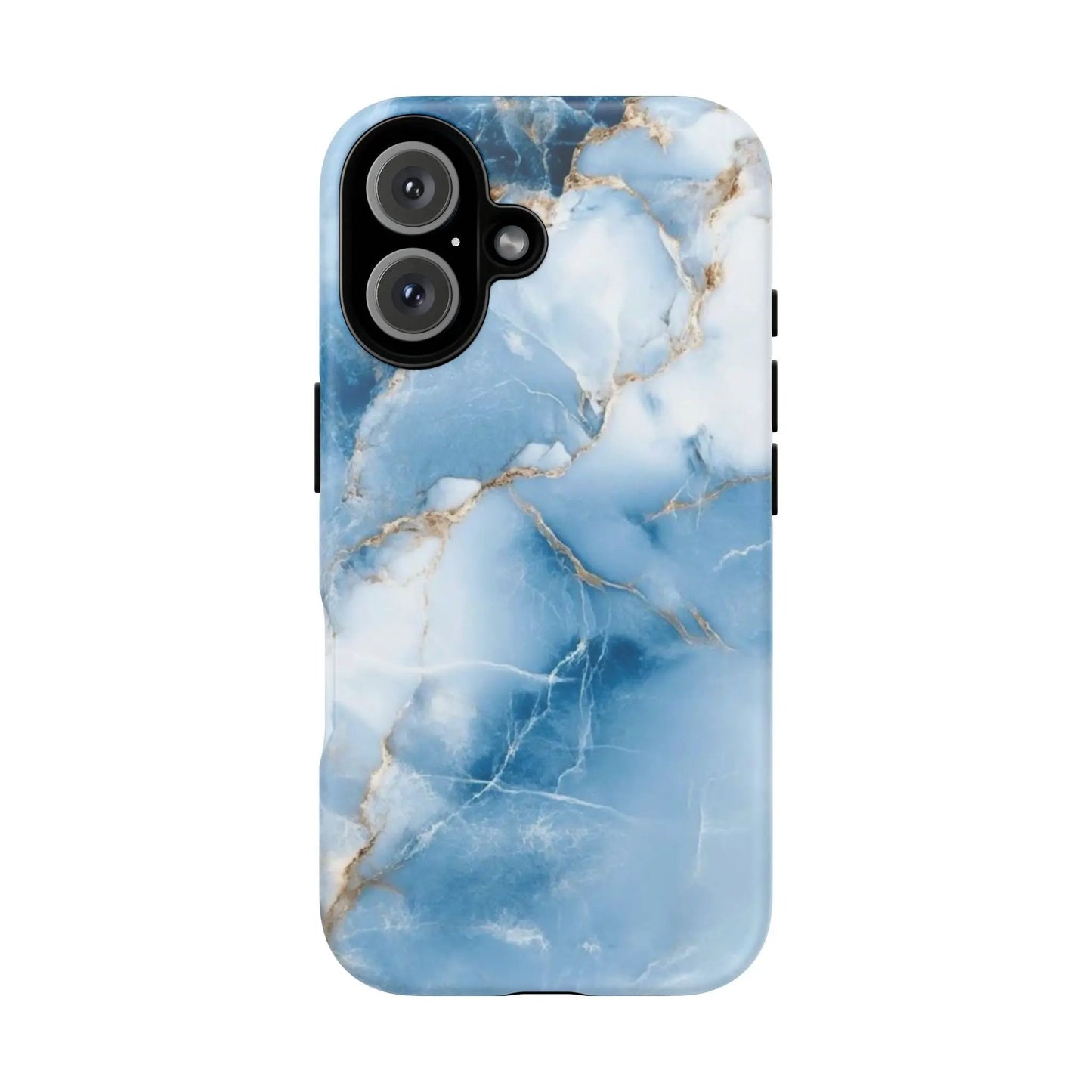 Blue Marble Tough iPhone16 Case — Protective iPhone Cover with Gold Vein Design Printify