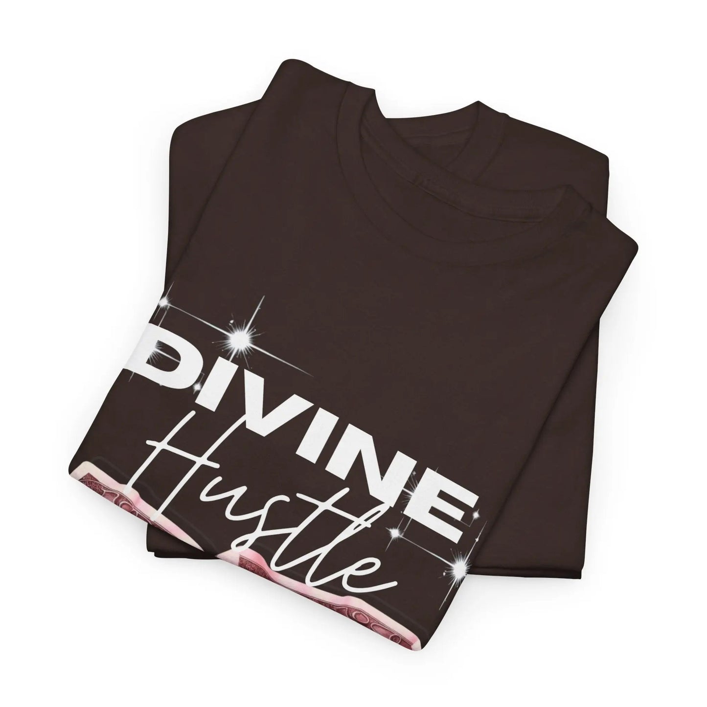 "Divine Hustle" T-Shirt — Graphic Money & Script Logo Tee Printify