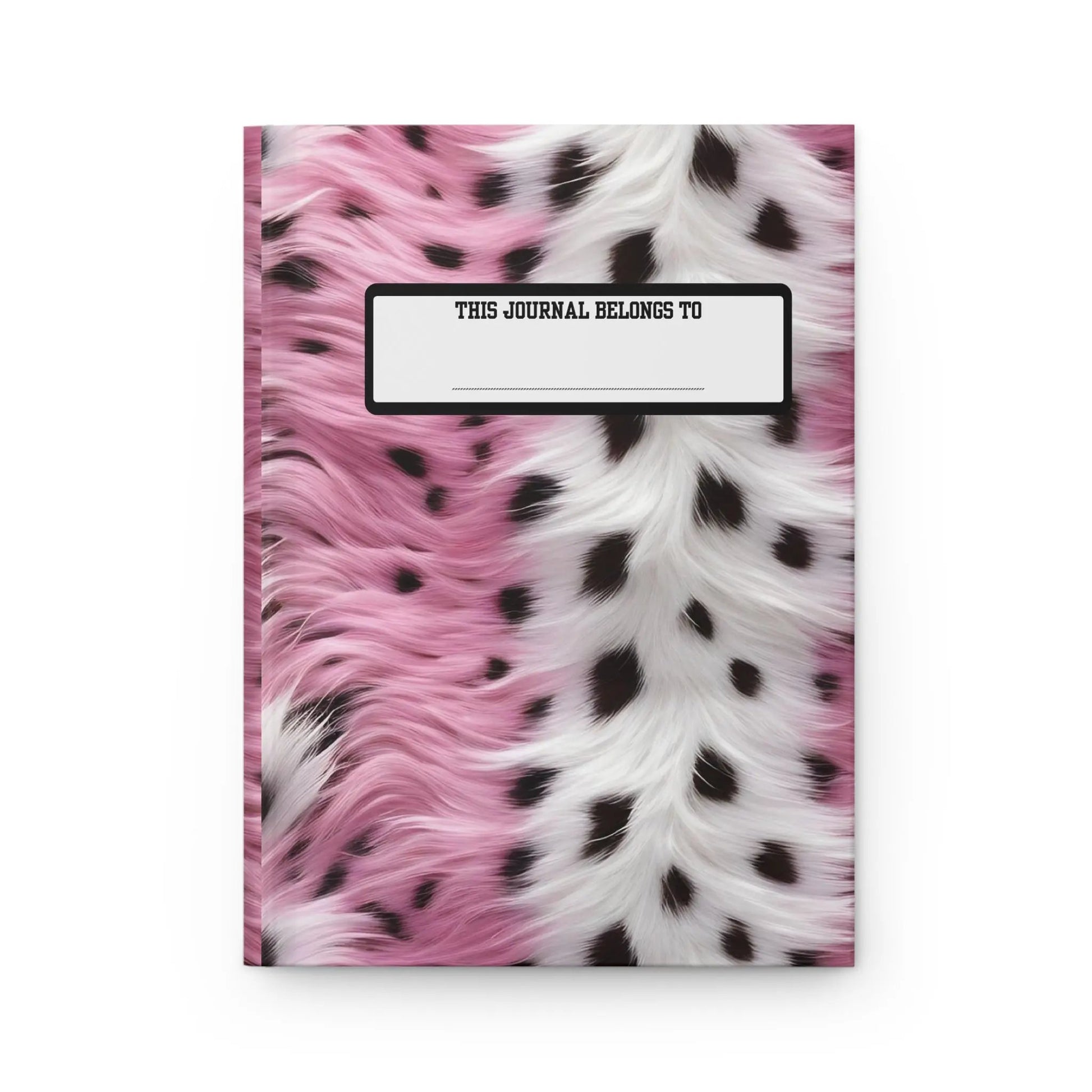 Faux Fur Pink & White Hardcover Journal — “This Journal Belongs To” Notebook Printify
