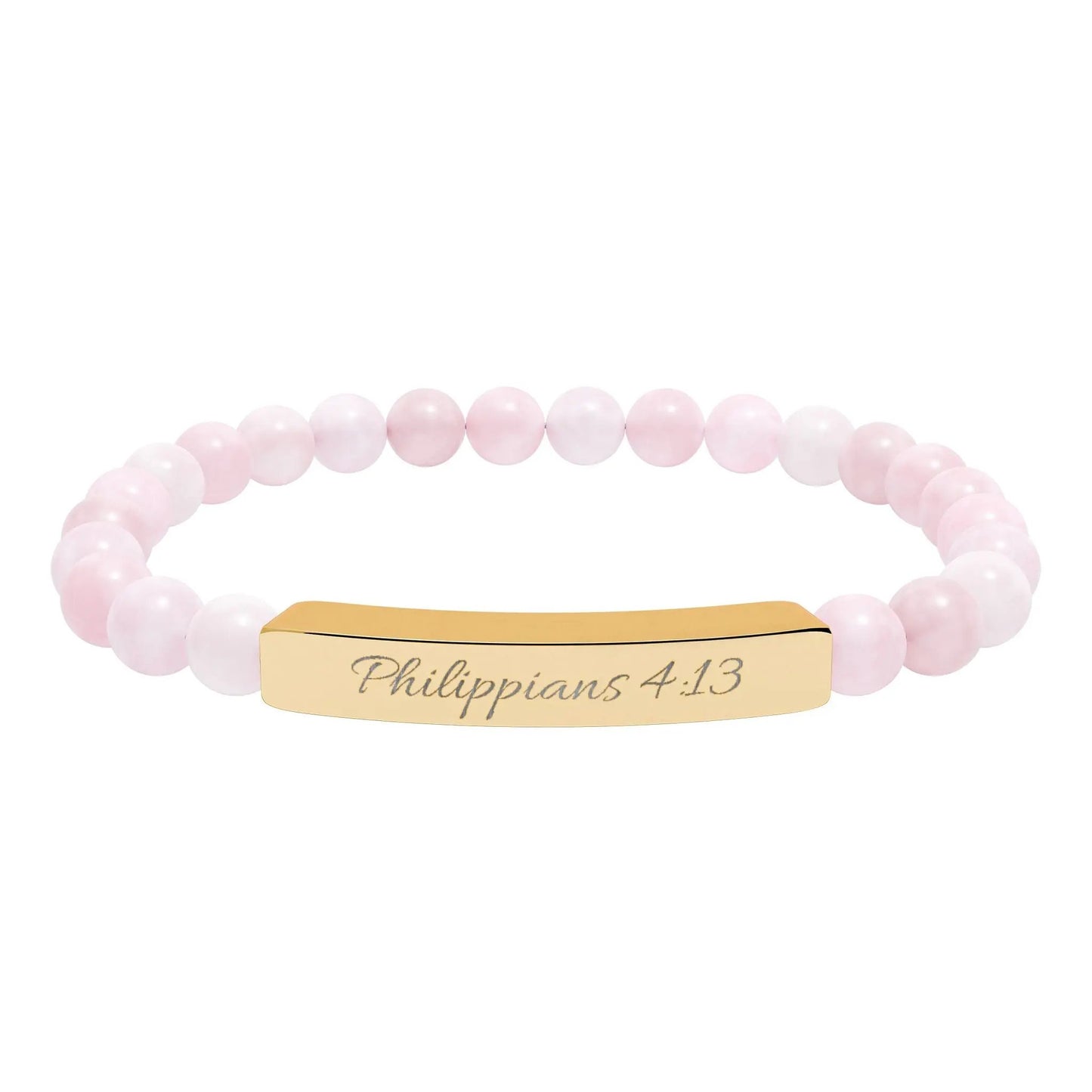 Engravable Natural Stone Bead Bracelet — Personalized Stretch Bar Bracelet Printify