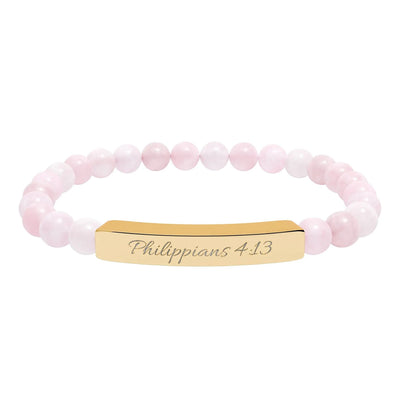 Engravable Natural Stone Bead Bracelet — Personalized Stretch Bar Bracelet Printify