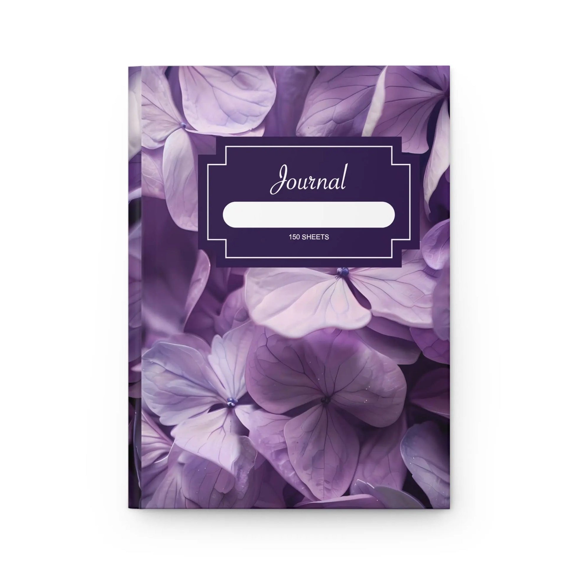Purple Hydrangea Hardcover Journal — Floral Notebook for Writing & Notes Printify
