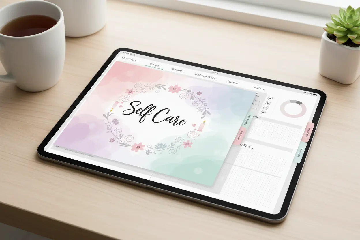 Self care digital planner notebook 